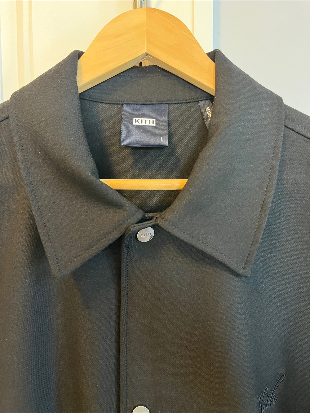 Kith Black Script Logo Snap-Front Jacket Large - Picture 2 of 15